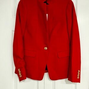 J. Crew Red Wool Blazer with Tortoise Buttons NWT